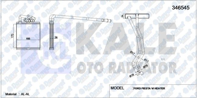 41-1914B Kalorifer Radyatoru Brazing Ford Fiesta Vi 1.4 Tdci - 1.6 Tdci - 1.4i - 1.6i 2008-2012